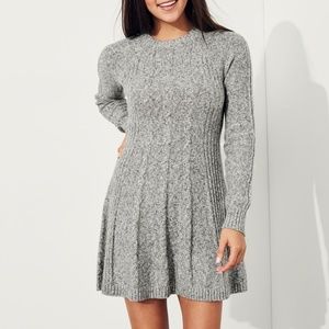 Hollister Long Sleeved Gray Knit Sweater Dress
